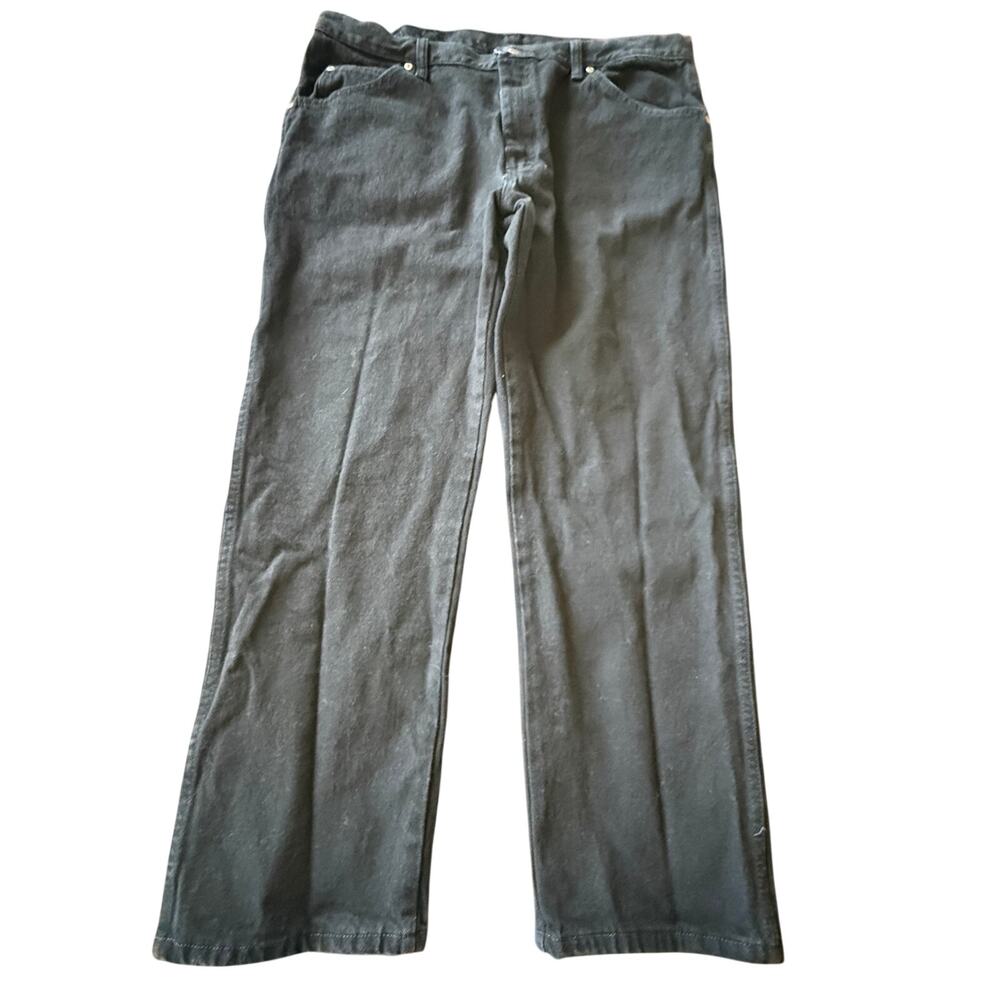 Wrangler Mens Regular Fit Straight Leg Jeans 40X30 Black Denim Workwear Comfort